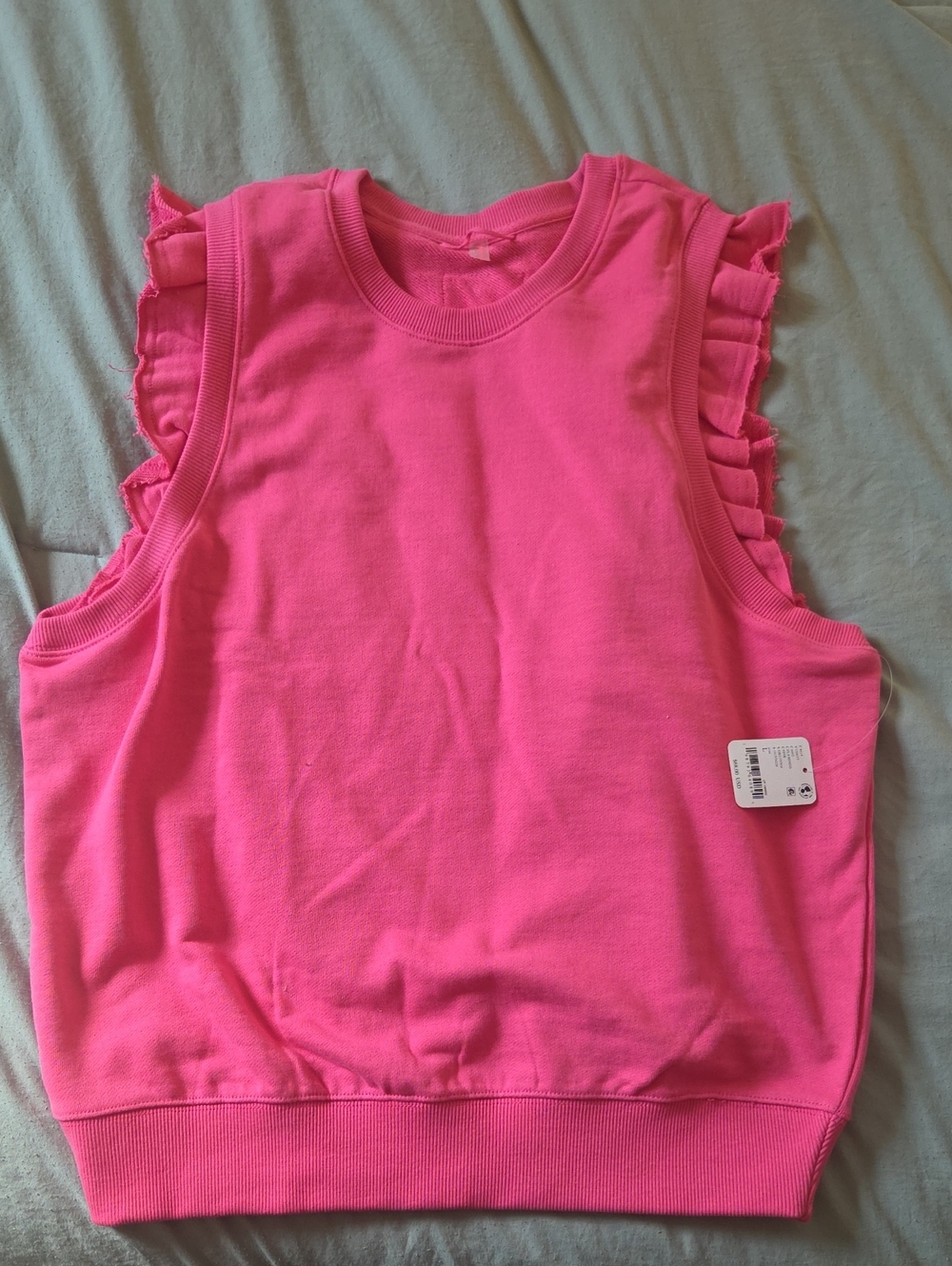 FREE PEOPLE MOVEMENT Pink Ruffle Sleeve Tank Top